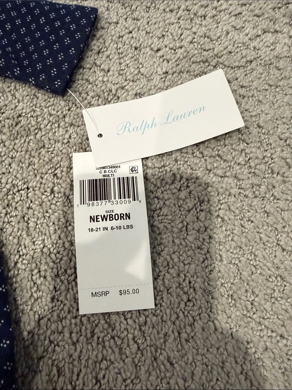 NWT! Ralph Lauren Navy Blue One-Piece - Newborn